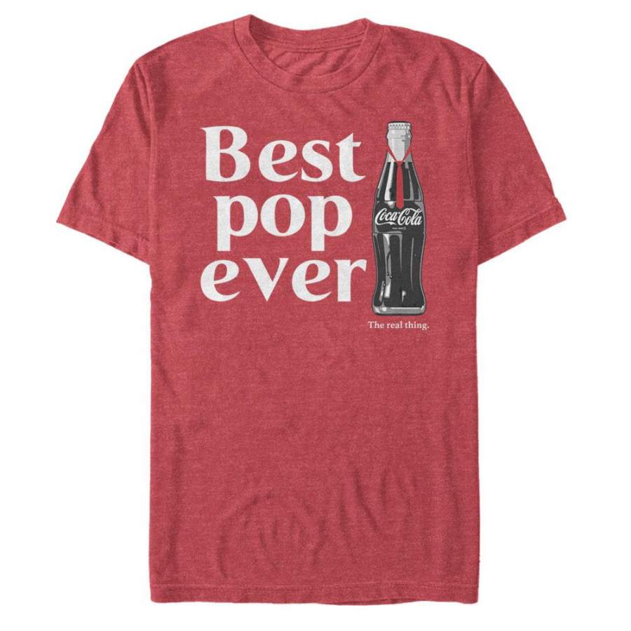 Coca Cola Men’s Best Pop Ever Bottle  T Shirt Red Heather