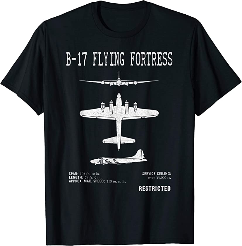 Vintage USA B-17 Bomber WW2 Warplane B-17 Flying Fortress T-Shirt