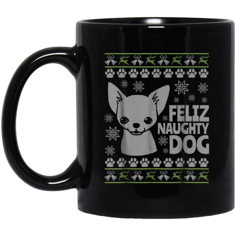 Ugly Christmas Chihuahua Dog  11 oz 15 oz Mug Black