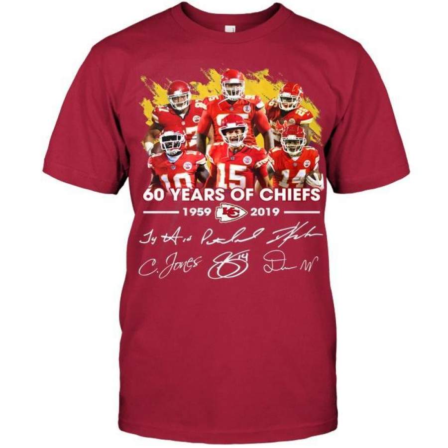 60 Years of Kansas City Chiefs Signed Shirt Best Tee 2020