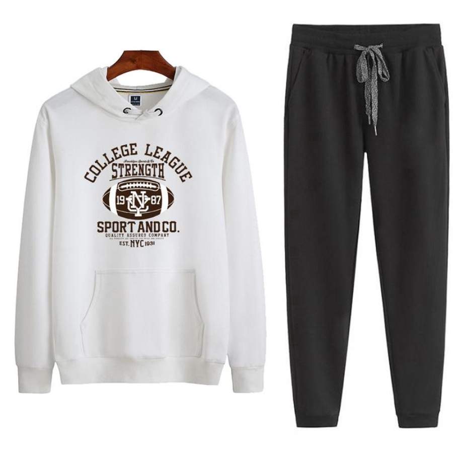 Hoodie and Pants Set Sports Outfit College League Winter Outfit Hoodie and Pants for Adult