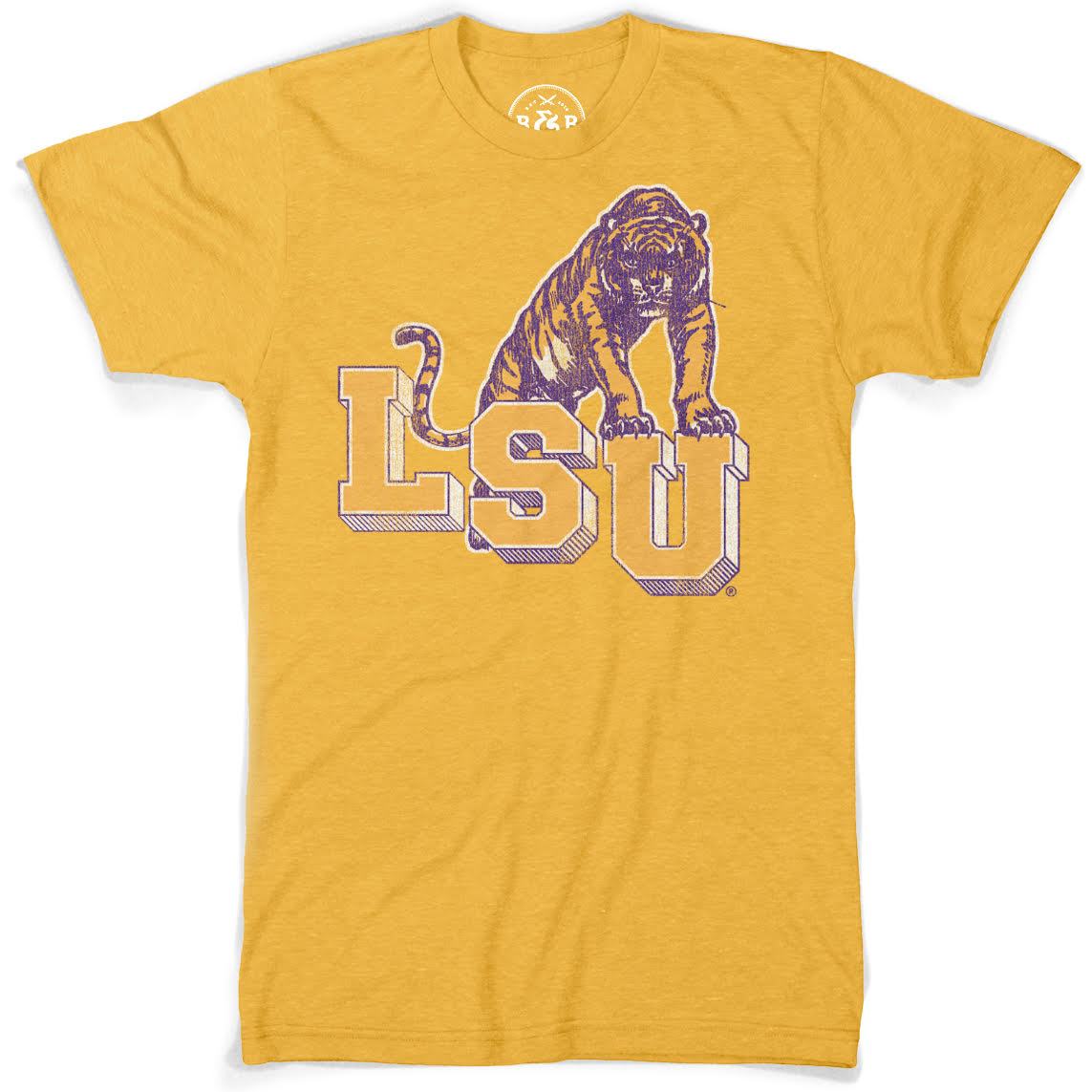 B&B Dry Goods Lsu Tigers Retro Step Tri-Blend T-Shirt – Mustard