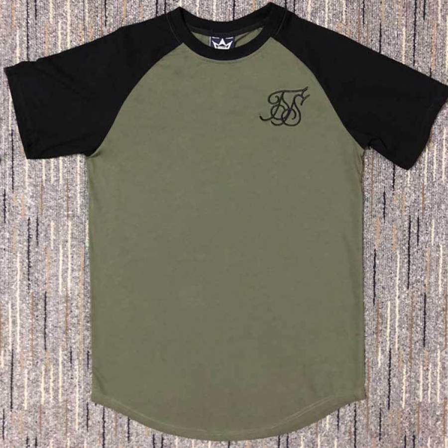 Men Fashion Summer Sik Silk Kanye West Sik Silk Men Casual Hip Hop T-shirt Irregular Curved Hem Short Sleeved Splicing T-shirts