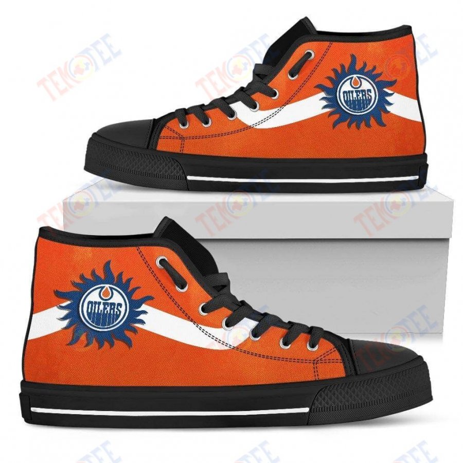 Mens Womens Edmonton Oilers High Top Shoes Simple Van Sun Flameshoes TMT588