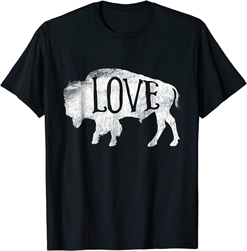 American Vintage Buffalo Silhouette Love Bison T Shirt Tee