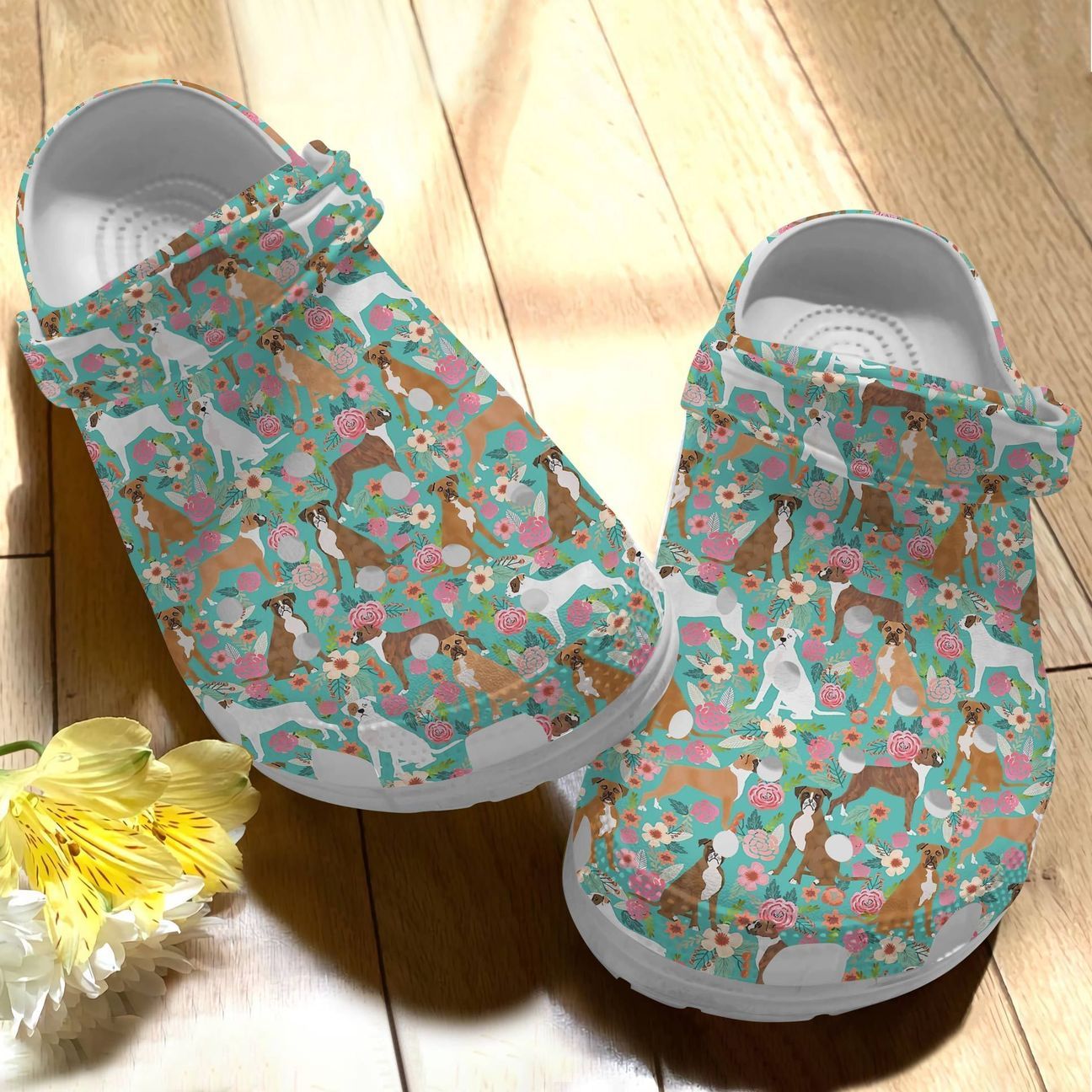 Boxer Personalized Clog, Custom Name, Text Floral Boxer, Fashion Style For Women, Men, Kid, Print 3D