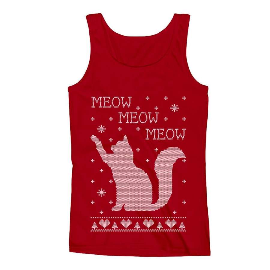 Xmas Apparel – Ugly Christmas Sweater Cat Meow Purr Men’s Tank Top