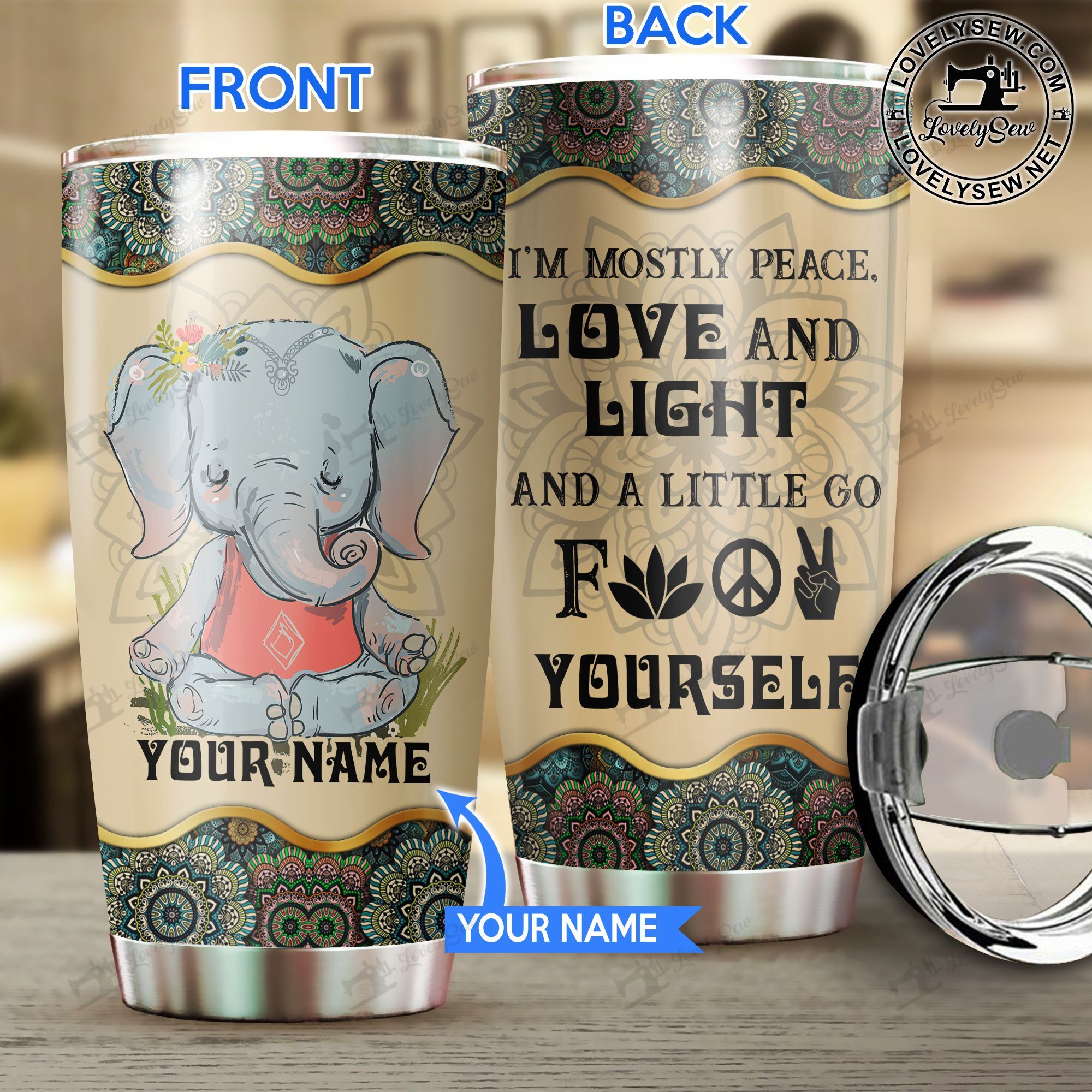 Yoga Elephant Personalized Stainless Tumbler Biu21091701