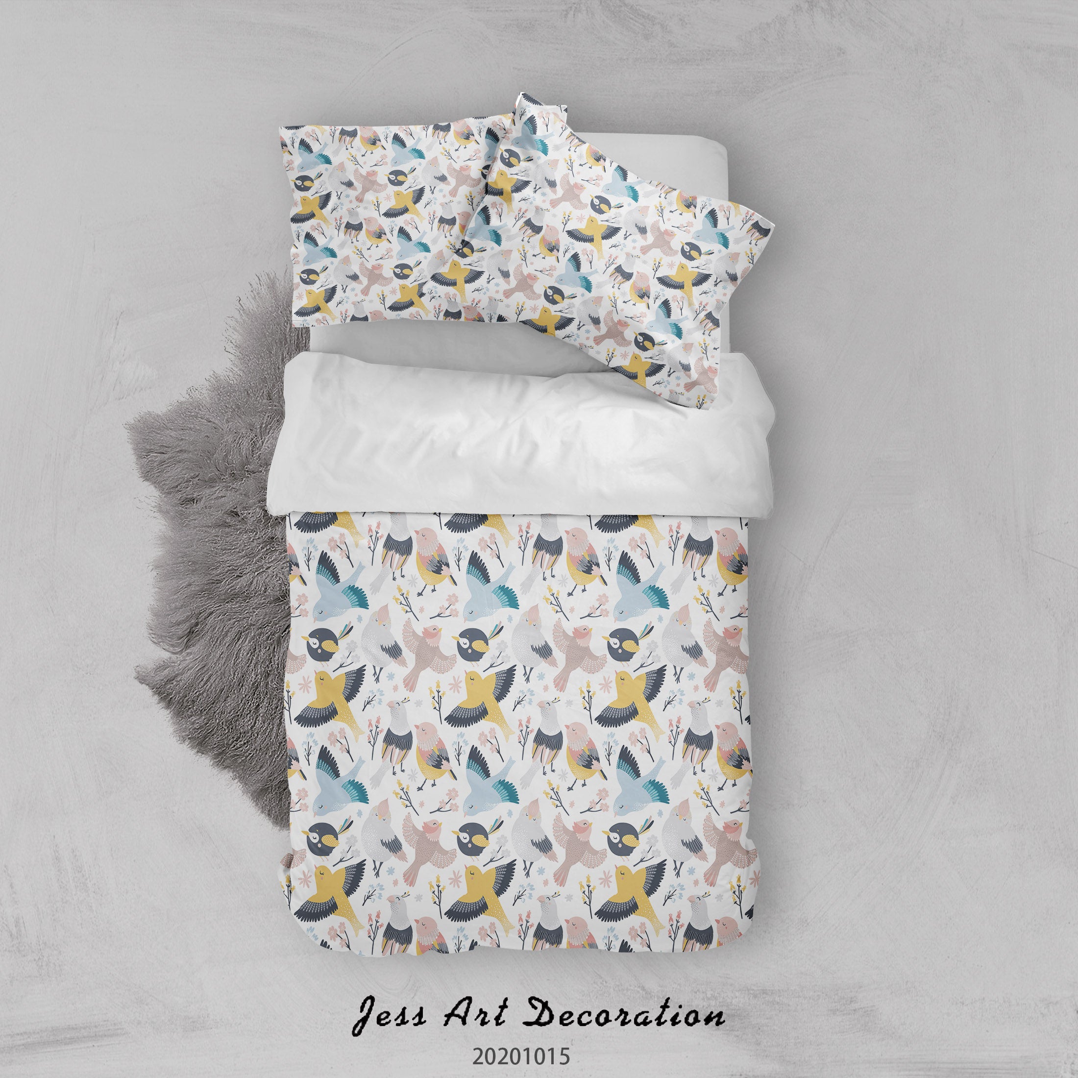 3D Cartoon Animal Little Birds Pattern Quilt Cover Set Bedding Set Duvet Cover Pillowcases Wj 9598