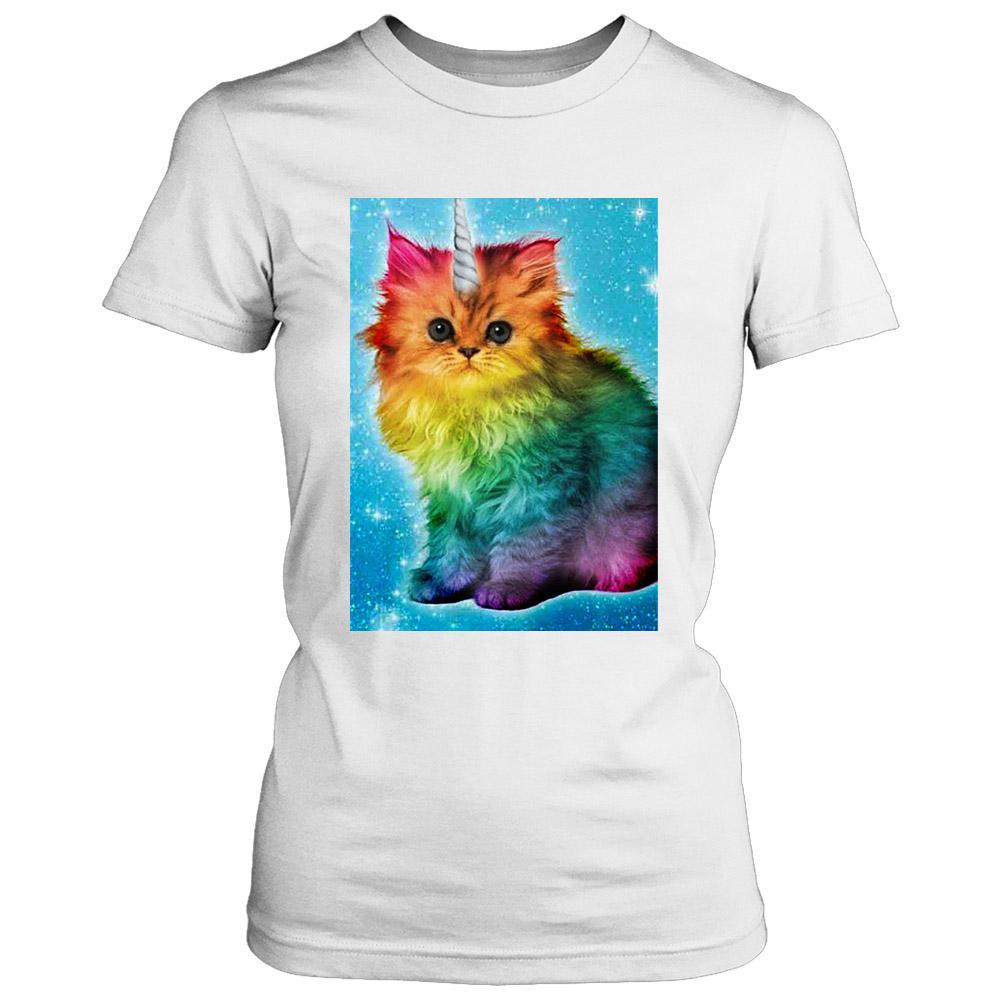 Unicorn Rainbow Cat Kitten Funny Women’s T-Shirt