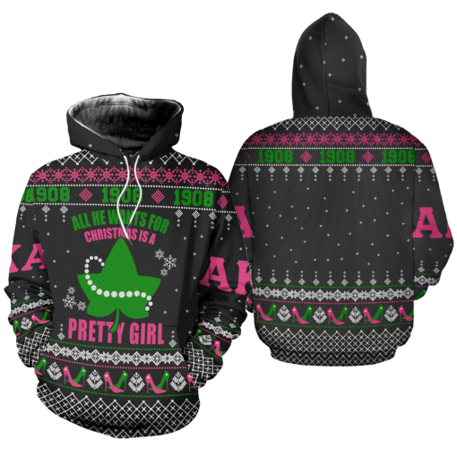 All He Wants For Chrismas Is A Aka Pretty Girl Aka 1908 Ugly Christmas Hoodie