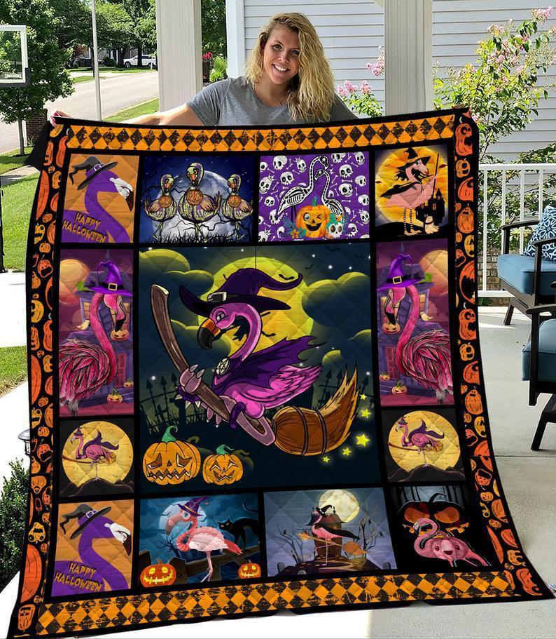 Halloween Flamingo Fleece Blanket – Quilt Blanket