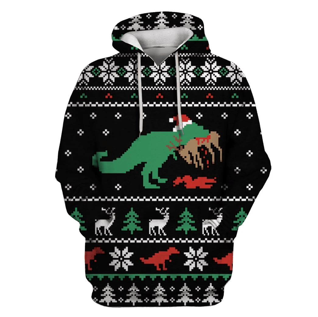 Gearhumans Dinosaur Merry Christmas Custom T-Shirt – Hoodies Apparel