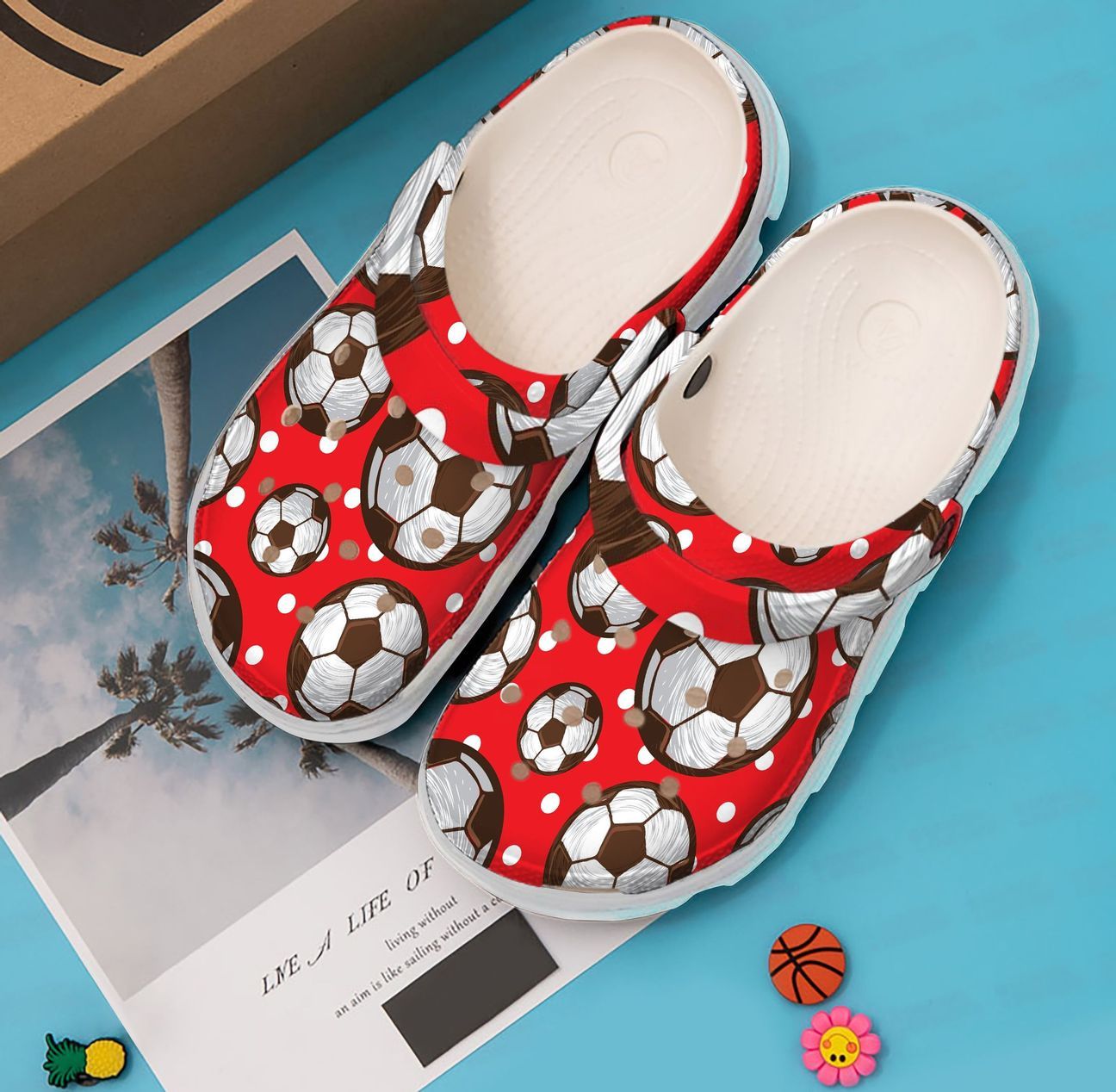 Soccer Personalized Clog, Custom Name, Text, Color, Number Fashion Style For Women, Men, Kid, Print 3D Soccer Ball Pattern