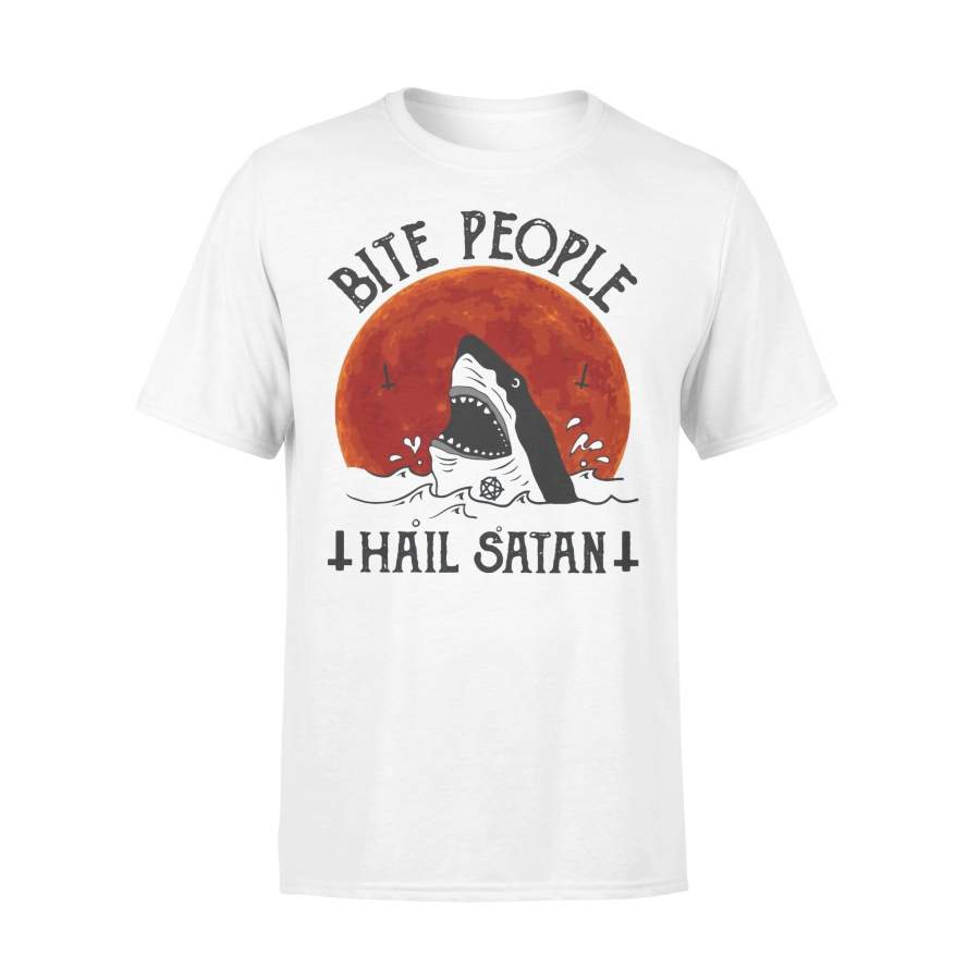 Shark Bite People Hail Satan Moonlight T-shirt