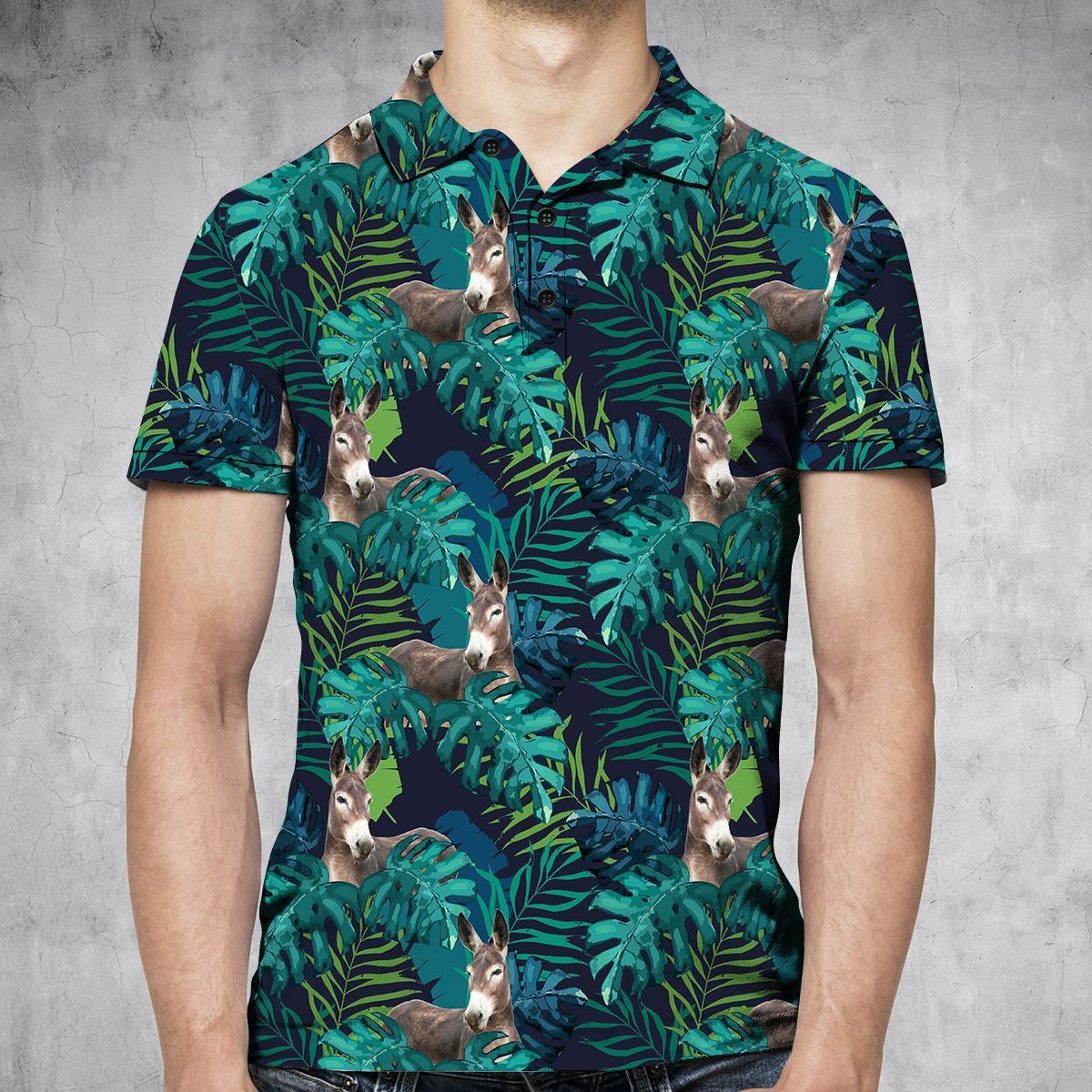 Donkey Shirt – Amazing Tropical Donkey On The Farm Polo Shirt For Men And Women