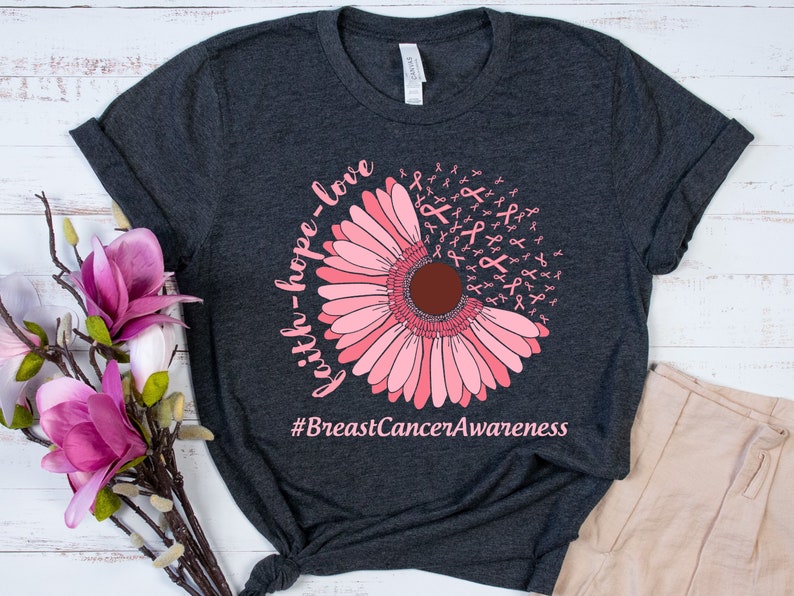Breast Cancer Awareness Shirt, Warrior Shirt, Cancer Support Shirt For Women, Pink Ribbon Shirt, Cancer Survivor Tshirt, Faith Hope Love