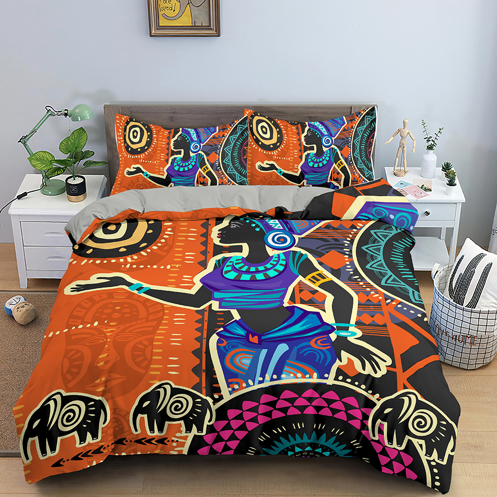 Ultra Soft And Breathable 3D Printed African Bedding Set Cover Duvet Cover Set With Zipper Closure