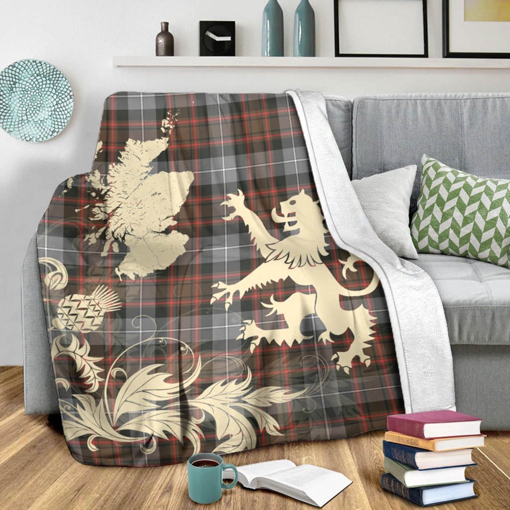 Tartan Blanket Macrae Hunting Weathered Tartan Scotland Lion Thistle Map Plaid Blanket