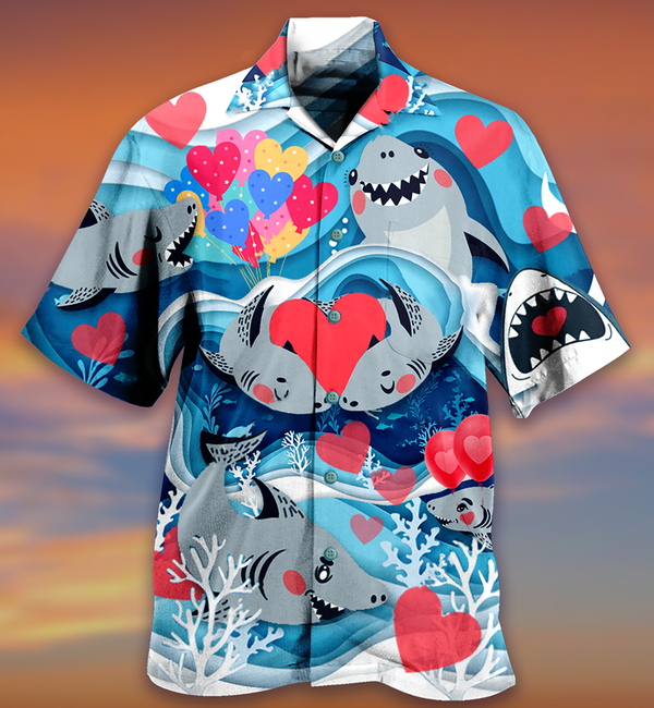 Sharks Couple Love Style Limited Edition – Hawaiian Shirt – Hawaiian Shirt For Men, Hawaiian Shirt For Women, Aloha Shirt