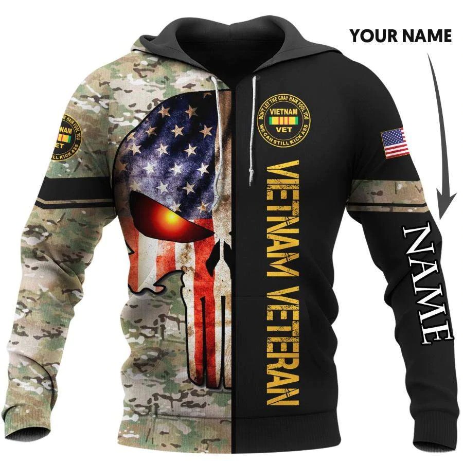 Waybackapparel Vietnam Veteran With Skull Us Army Personalized 3D All Over Printed