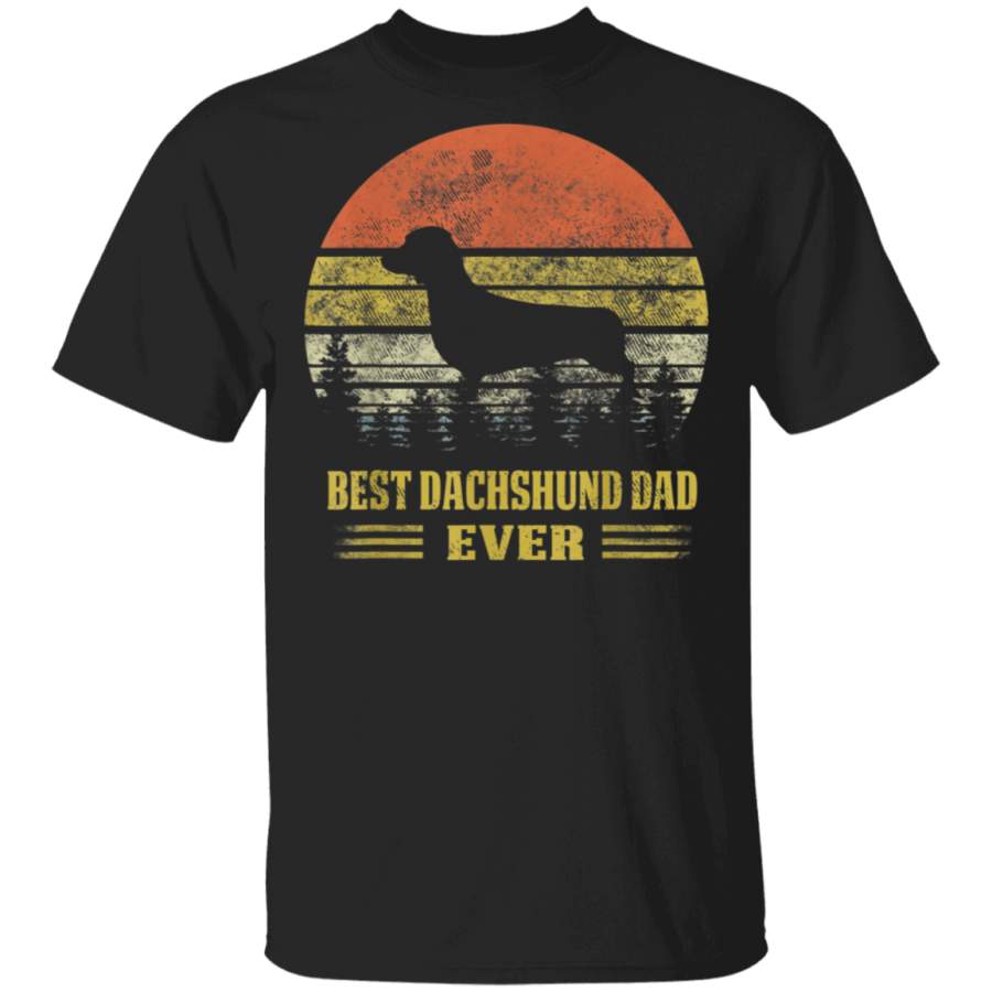 Mens Best Dachshund Dad Ever Retro Vintage Dad Fathers Day TShirt