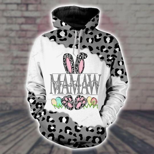 Apayprints -Gray Bunny Easter Leopard 3d All Over Printed Hoodie Set Mamaw