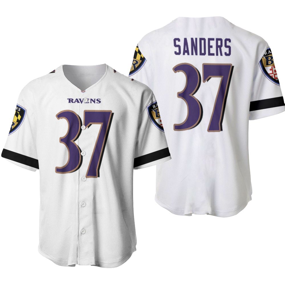 Baltimore Ravens Deion Sanders #37 NFL Great Player White 100th Season 3D Designed Allover Gift For Baltimore Fans Baseball Jersey