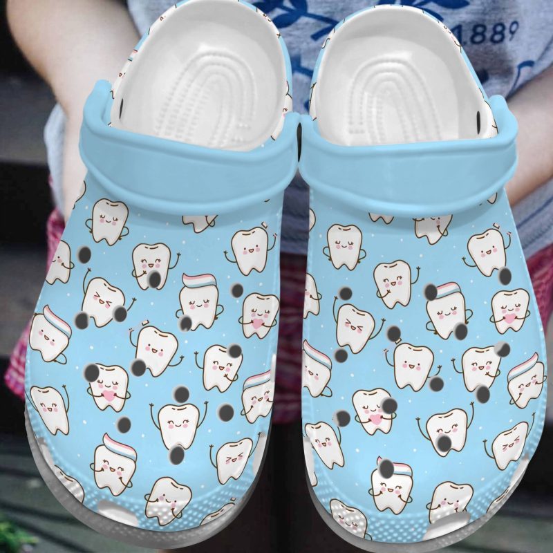 Cute Teeth Blue Shoe – Dentist clog Birthday Gift For Women Girl