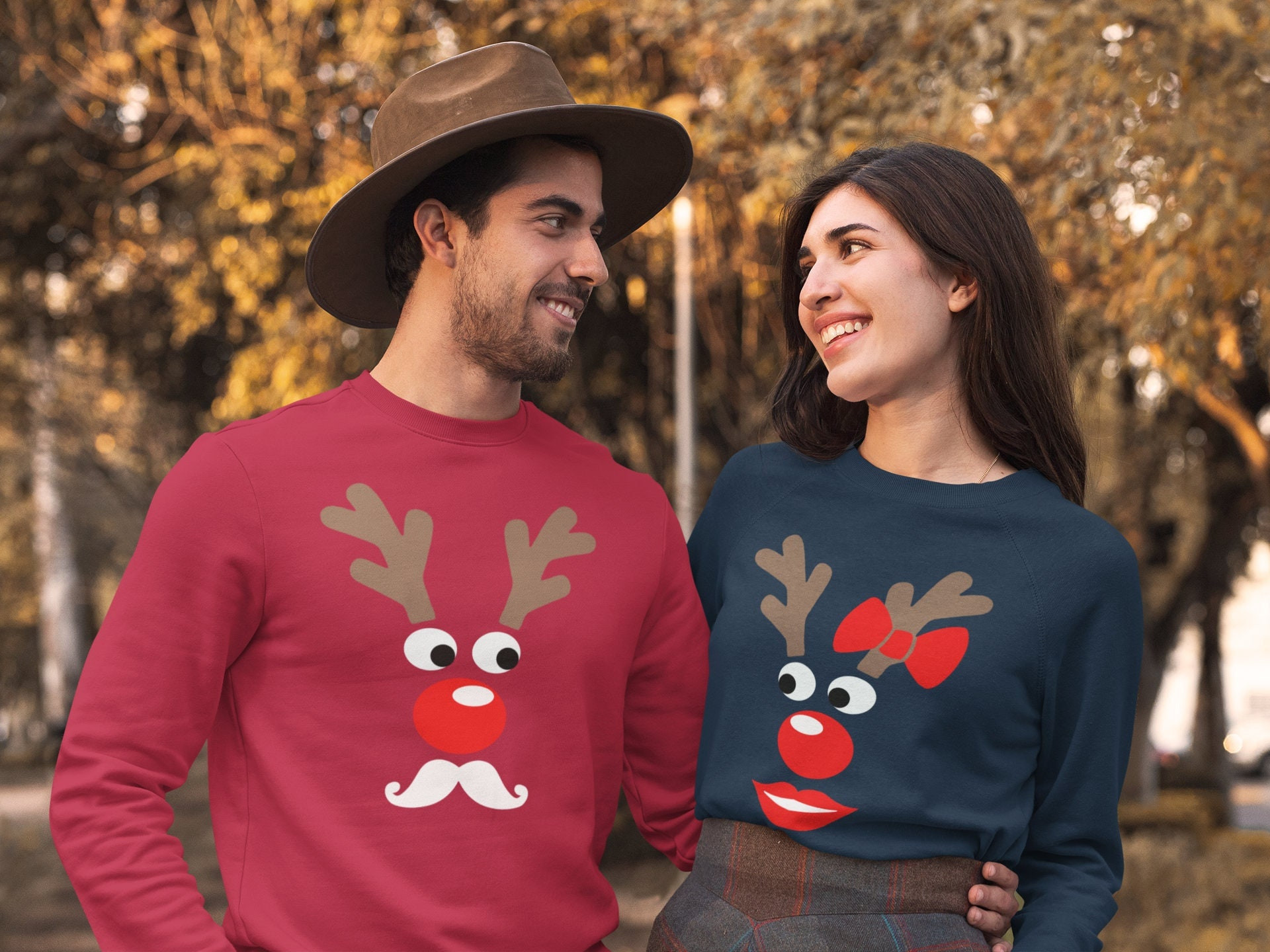 Couple Shirts Funny Reindeer His Hers Christmas Matching Couple, Valentine Gifts, Christmas Gift Graphic Unisex T Shirt, Sweatshirt, Hoodie Size S – 5Xl