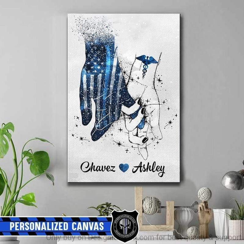 Police And Nurse Always By Your Side Thin Blue Line Canvas Print Partner For Life Canvas Art And Poster Ln Valentine Gift For Her Valentine Gift For Him