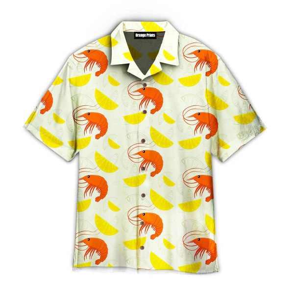 Shrimp On Yellow Lemon Slices Hawaii Shirt For Men Women Ha71017