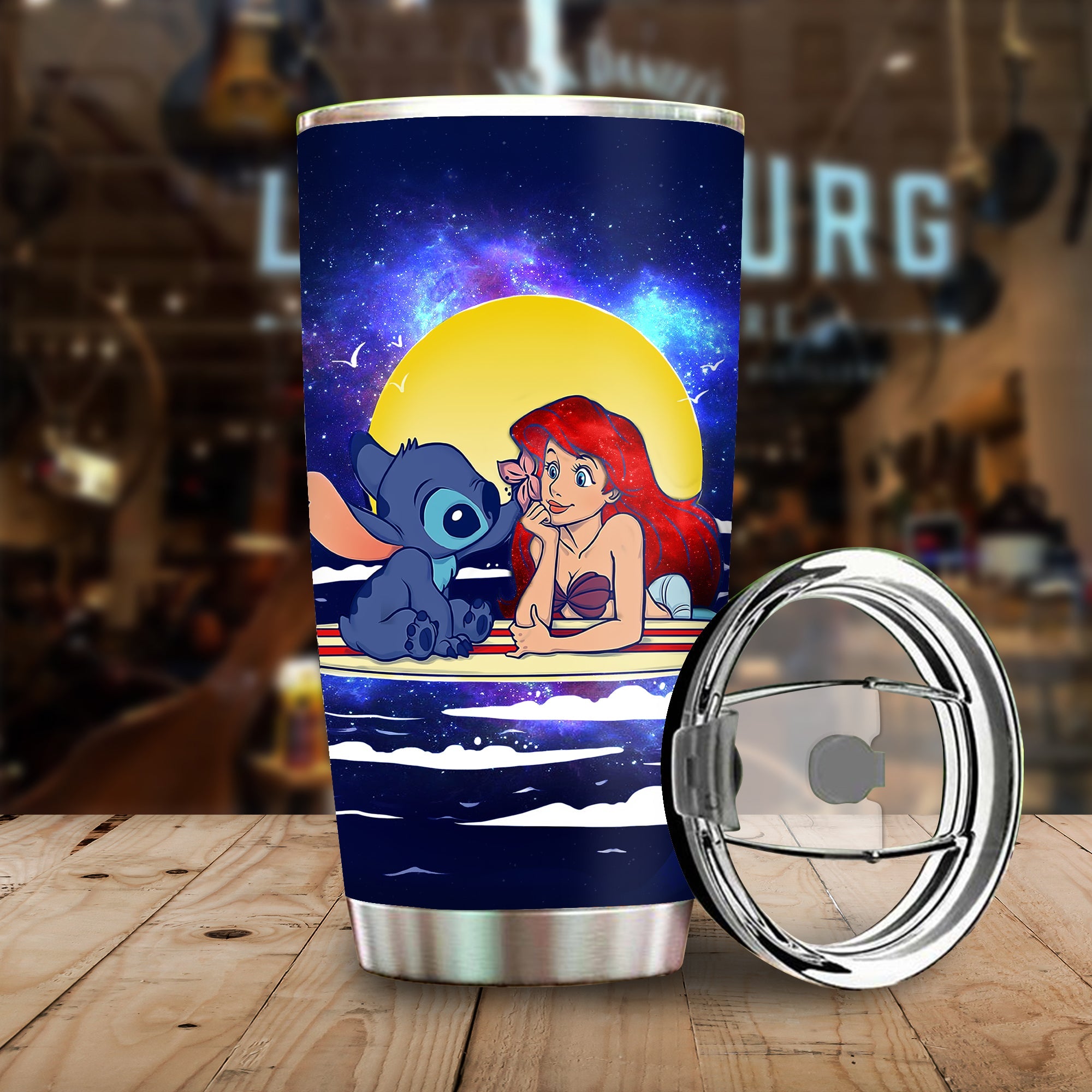 Unifinz Dn Tumbler Stitch And Ariel Little Mermaid Tumbler Cup Amazing Cute Dn Ariel Travel Mug Dn Stitch Tumblers 2022