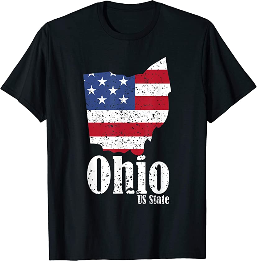 Vintage Ohio Map American Flag 4th of July Pride Gifts T-Shirt