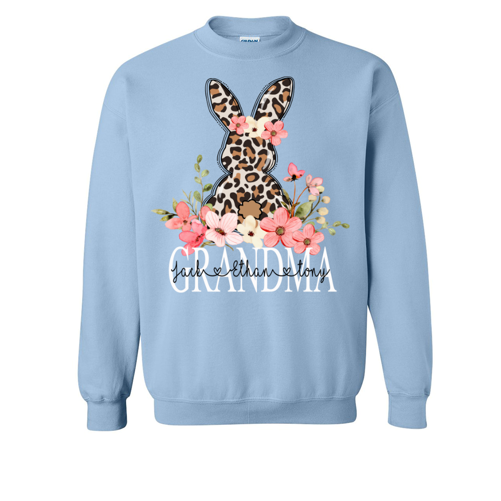 Personalized Bunny Flower Grandma Easter Sweatshirt