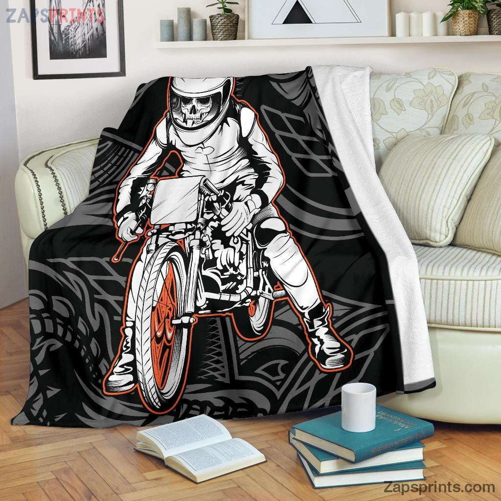 Gift For Racing Lover – Motorcycle Skull Blanket – Gift For Friends