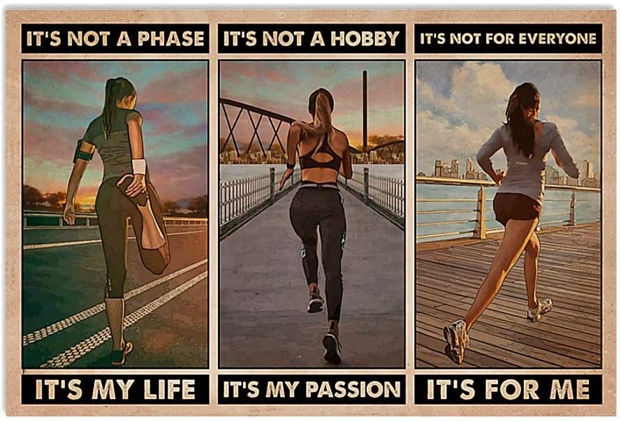 Vintage Girl Running – It’S Not A Phase It’S My Life It’S My Passion Poster Art Print      Home Decor Gift For Men Women Family Friend On Birthday Xmas