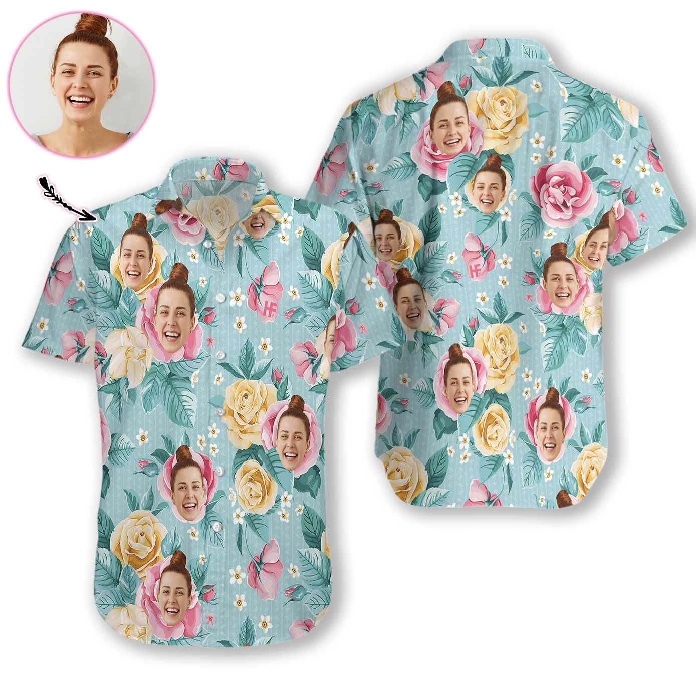 Beach Shirt Felacia [Hawaii Shirt] Funny Custom Face -Zx14459