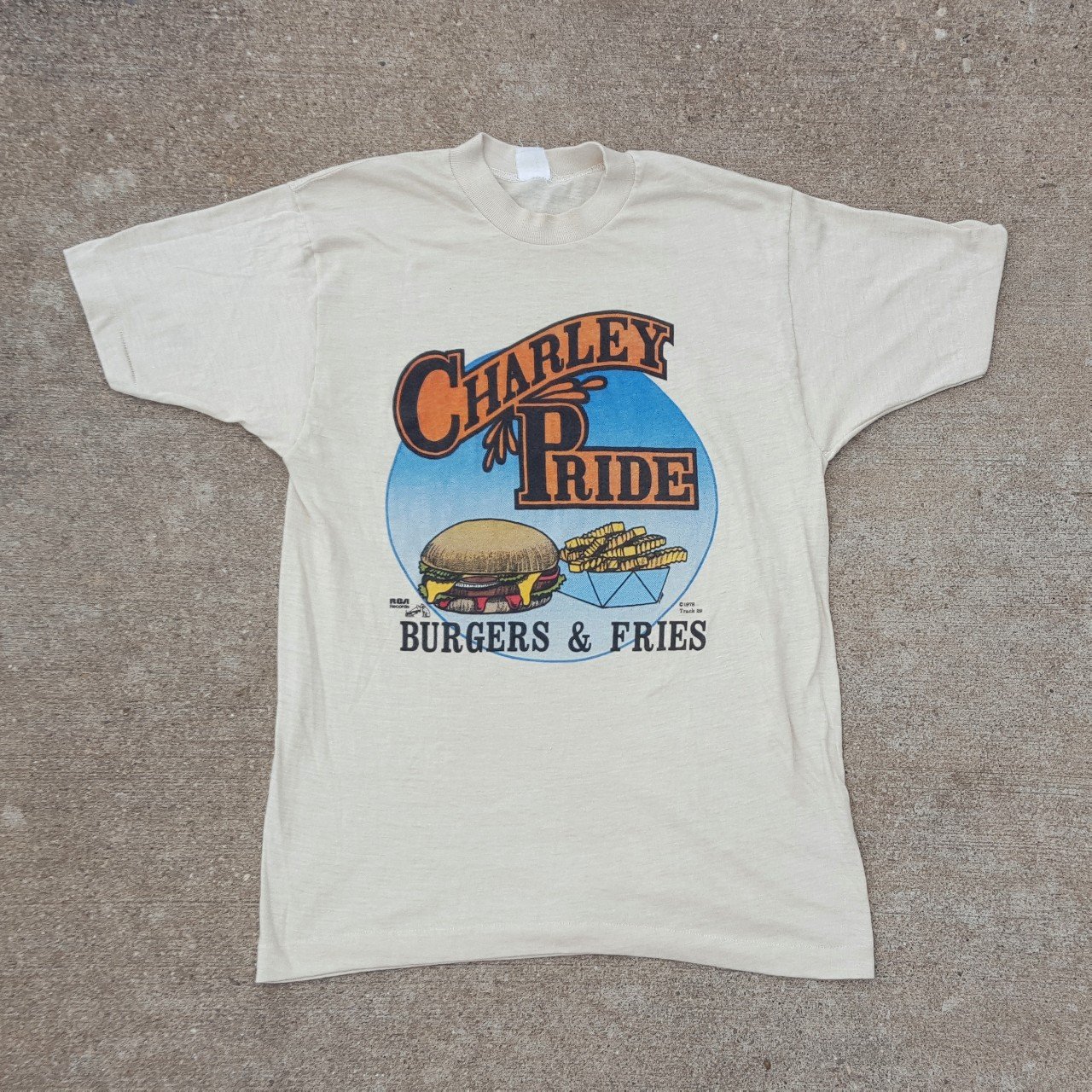 Country Legend Charley Pride Burgers and Fries 1978 T-Shirt