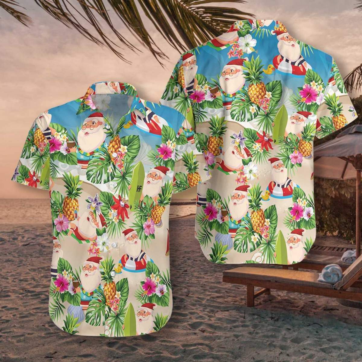 Pineapple Summer Santa Claus Aloha Hawaii Shirts For Men Women Ha2110