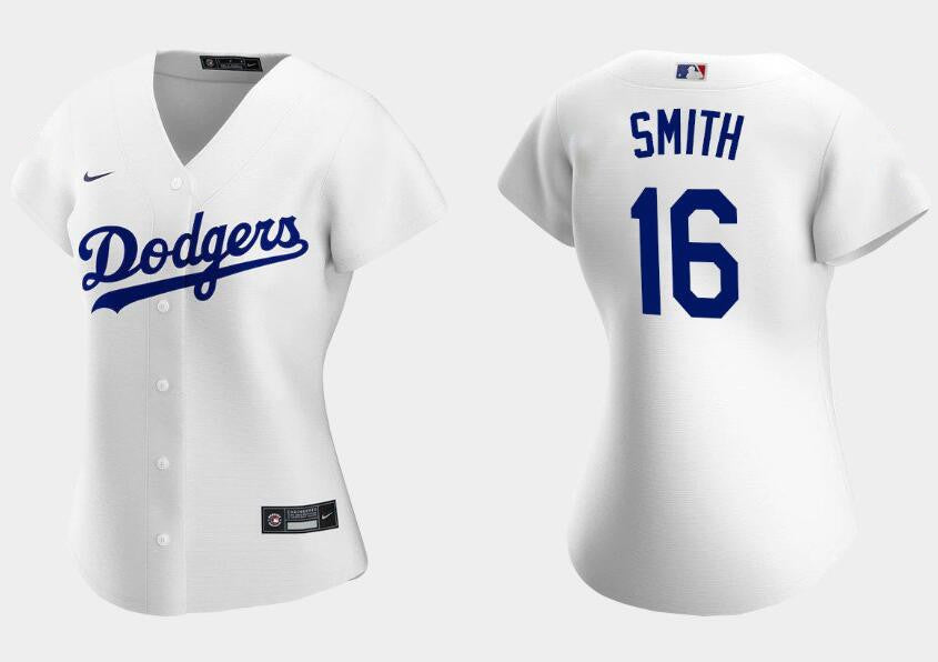 Women Los Angeles Dodgers #16 Will Smith White Stitched Jersey – Run Small