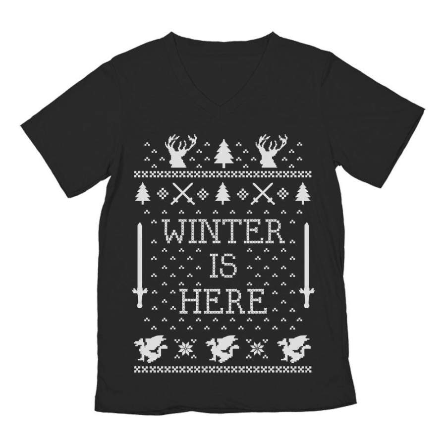 Winter Is Here Ugly Christmas V-Neck T-Shirt