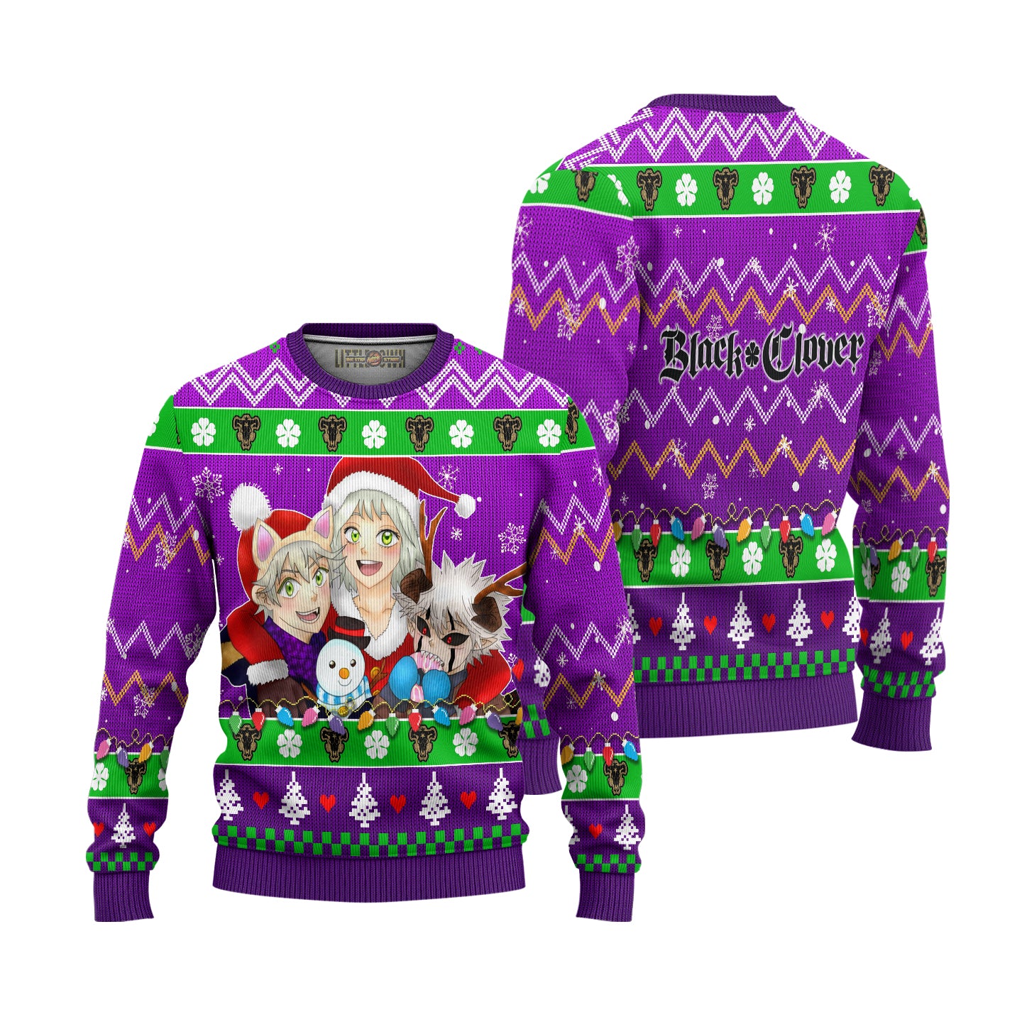 Black Clover Anime Ugly Christmas Sweater Purple Xmas Gift