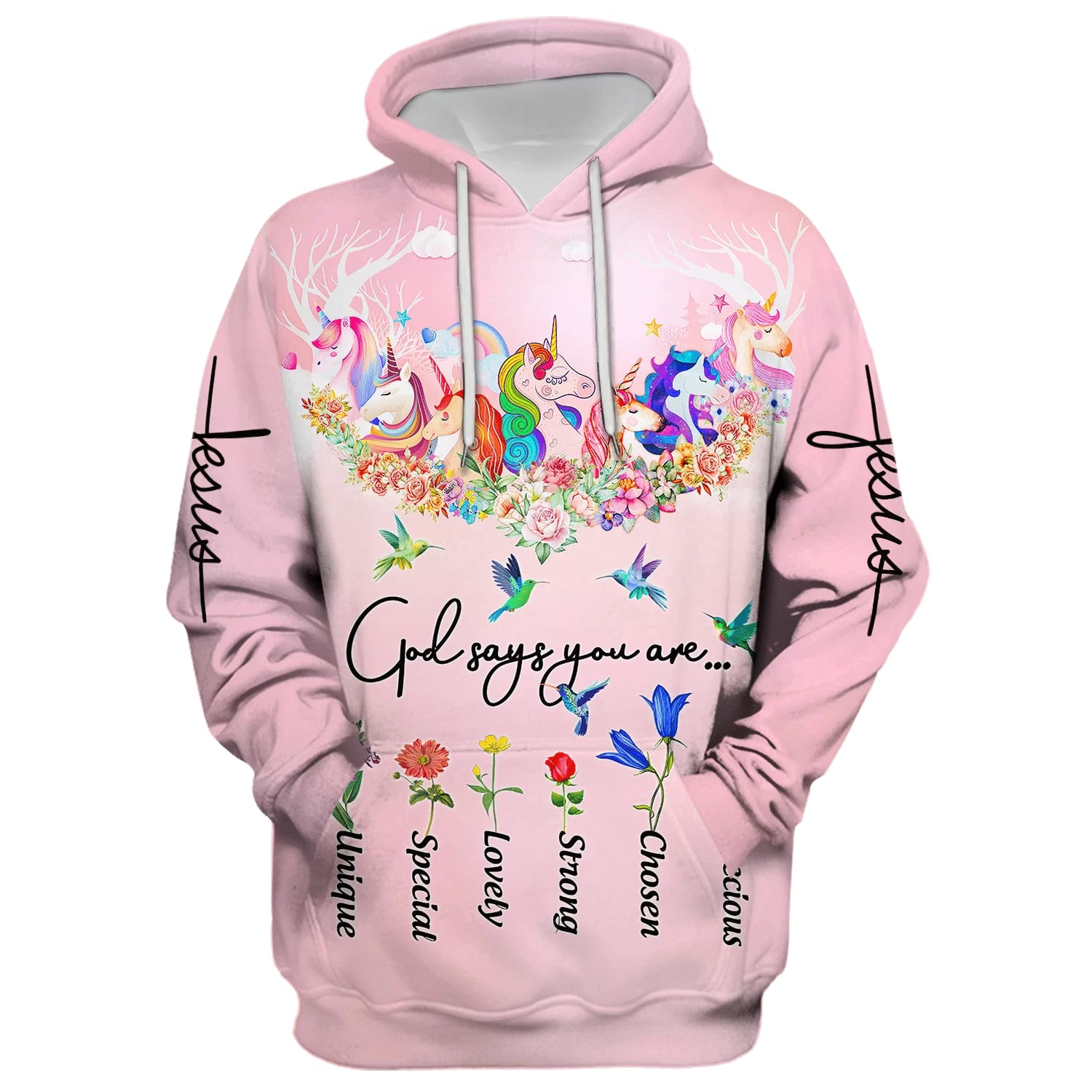 God Say You Are 3D All Over Print Unicorn And Hummingbird Hoodie Men & Women Christian Hoodie 3D Printed Hoodie