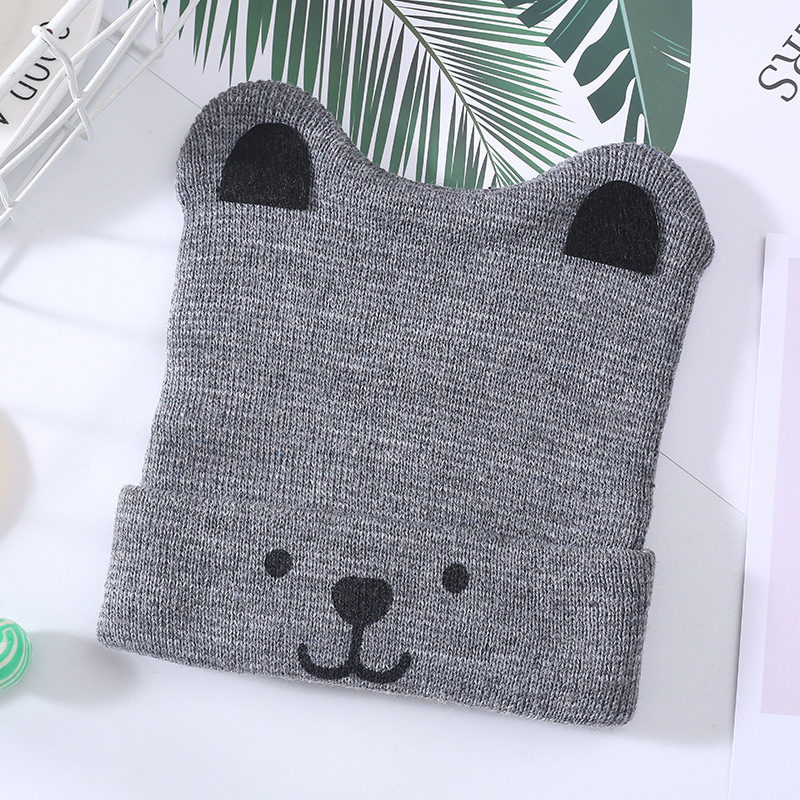 Baby Bear Cartoon Autumn And Winter New Pullover Cap Children’s Cute Warm Newborn Knitted Sweater Hat alx