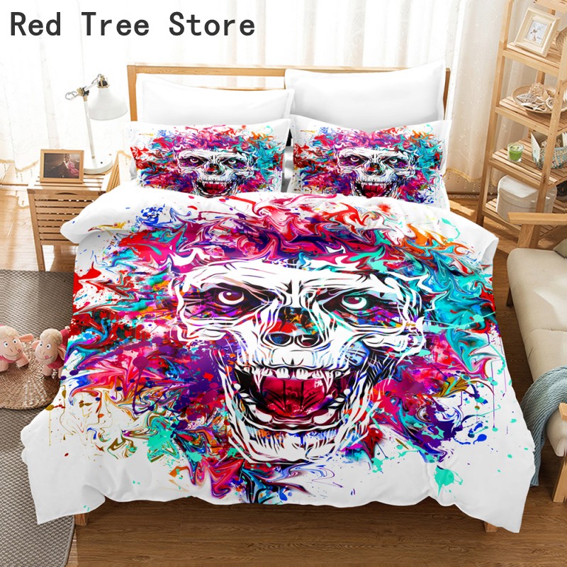 3D Skeleton Skull Pattern Bedding Set Queen King Size Duvet Cover Sets With Pillowcase Comforter Quilt Bedclothes Home Decor