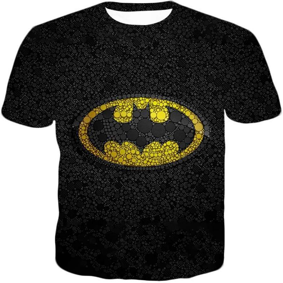 Unique Batman Justice Symbol Promo Dotted Black T-Shirt