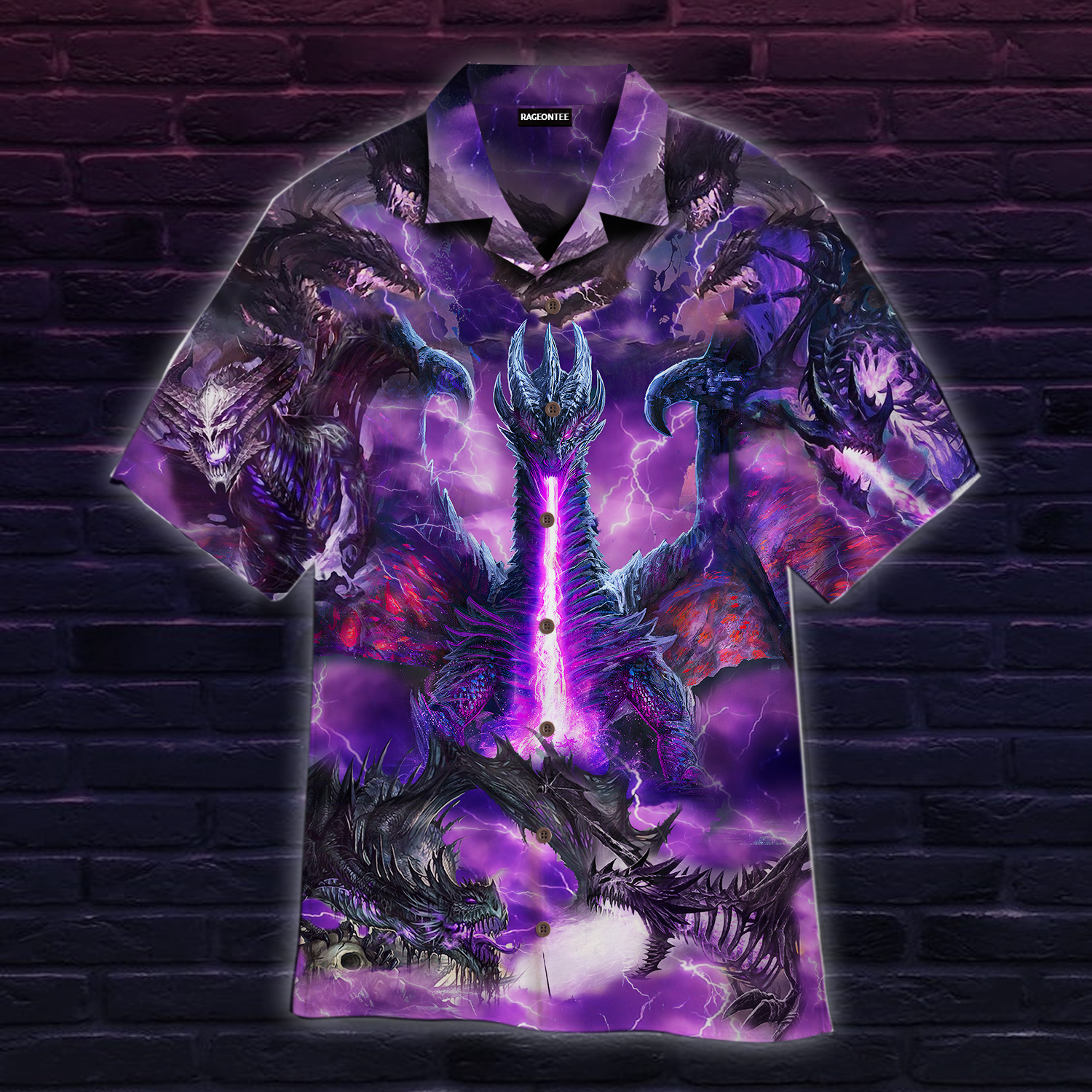 Fantasy Purple Thunder Dragons Aloha Hawaii Shirts For Men Women Ha25054