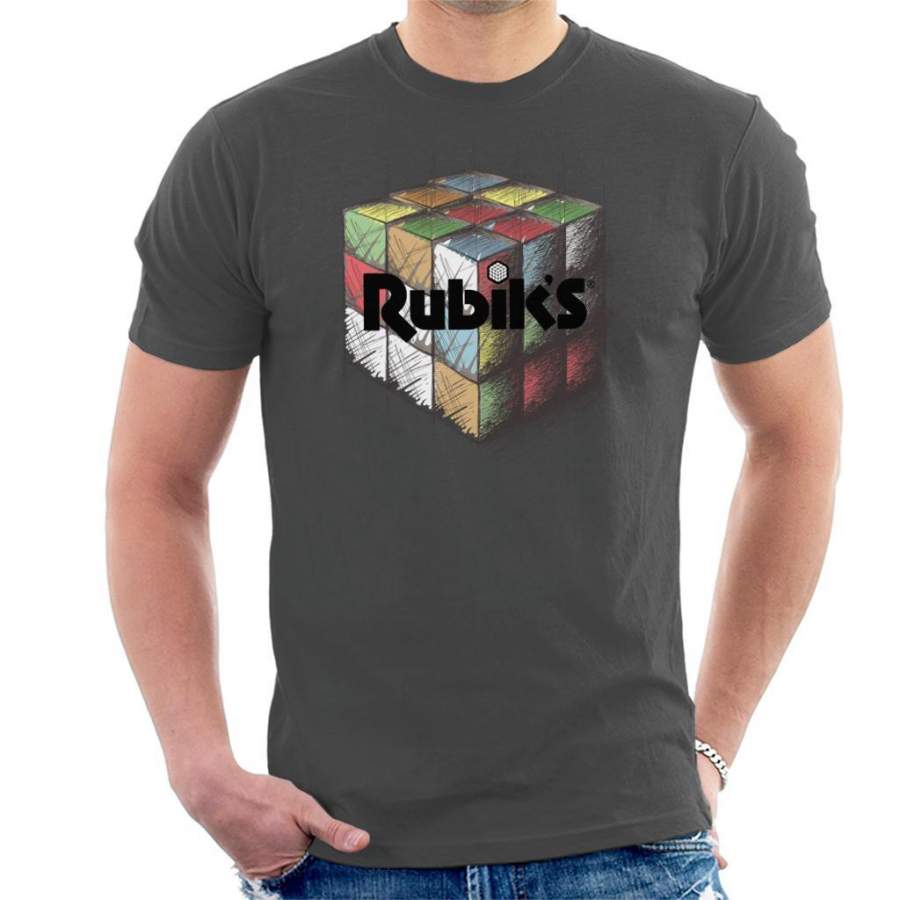 Rubik’s Colourful Drawn Cube Men’s T-Shirt