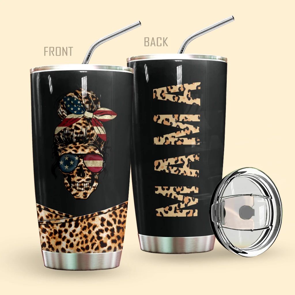 Alohazing 3D Mama Leopard Lady Skull Tumbler